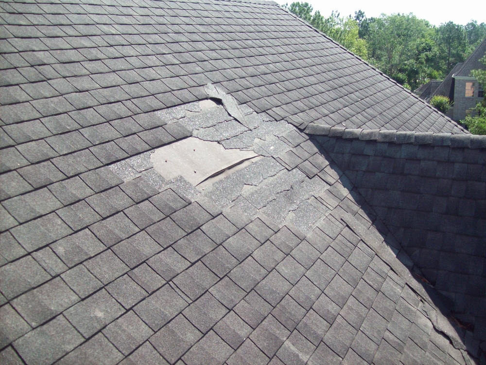 missing shingles on roof
