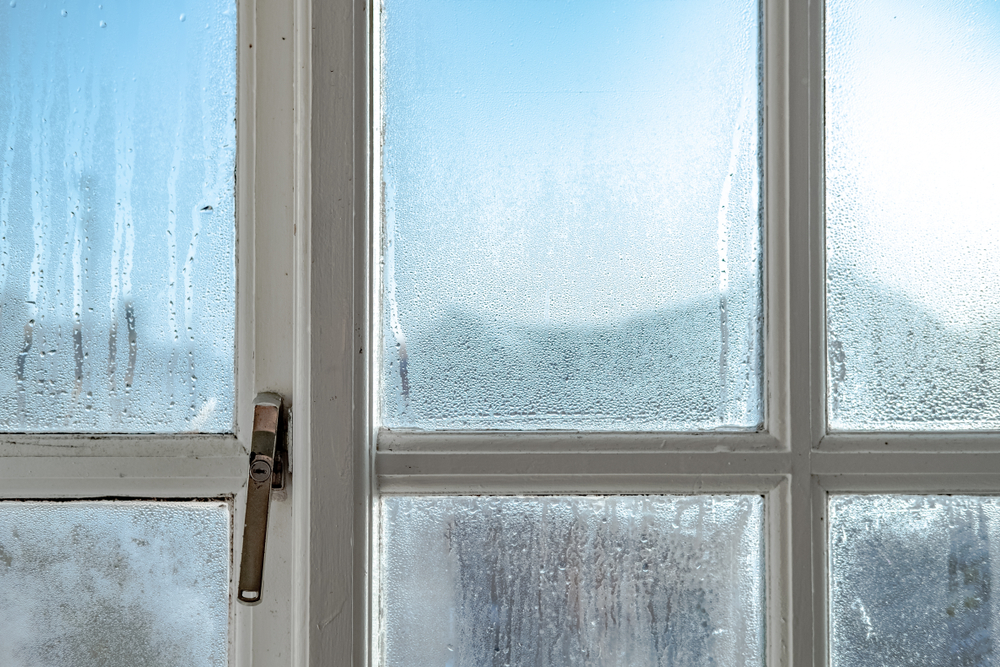 white window with condensation 